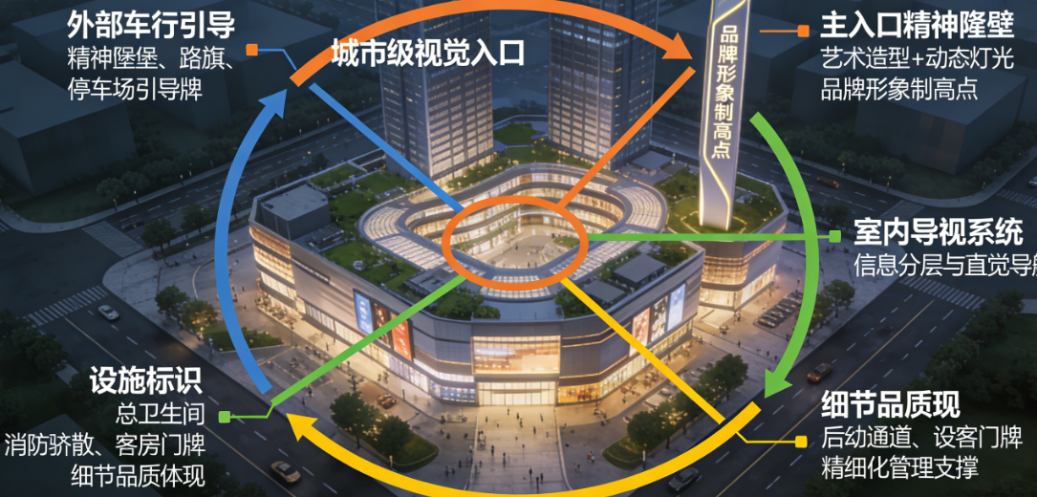高端商业与文旅地产标识系统:如何通过设计创造品牌溢价与沉浸体验(图2) 高端商业与文旅地产标识系统:如何通过设计创造品牌溢价与沉浸体验(图2)